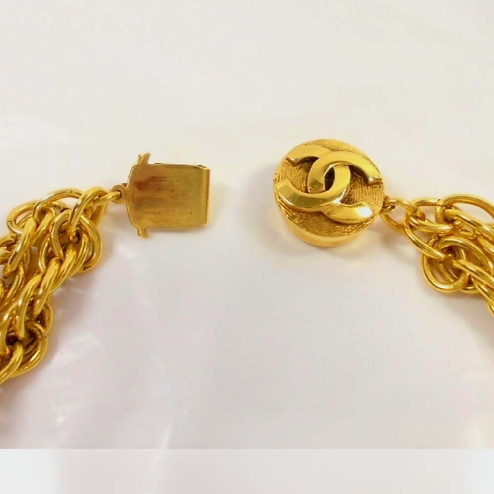 Vintage Chanel Lagerfeld Iconic Statement CC Swagged Collar Gold-plated Necklace - Picture 10 of 11